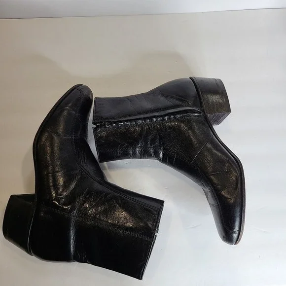 VTG Florsheim Black Leather Duke Boots Round Toe Men's 8.5 E Extra Wide Width - Picture 8 of 11